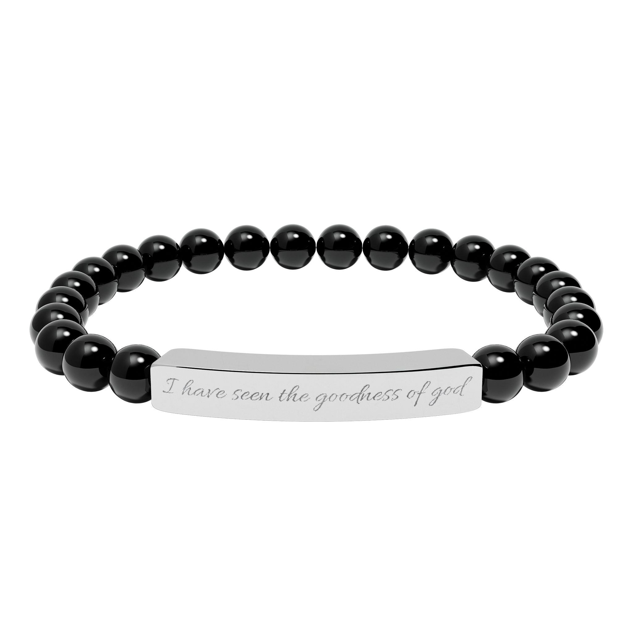 Engraved Natural Stone Stretch Bracelet