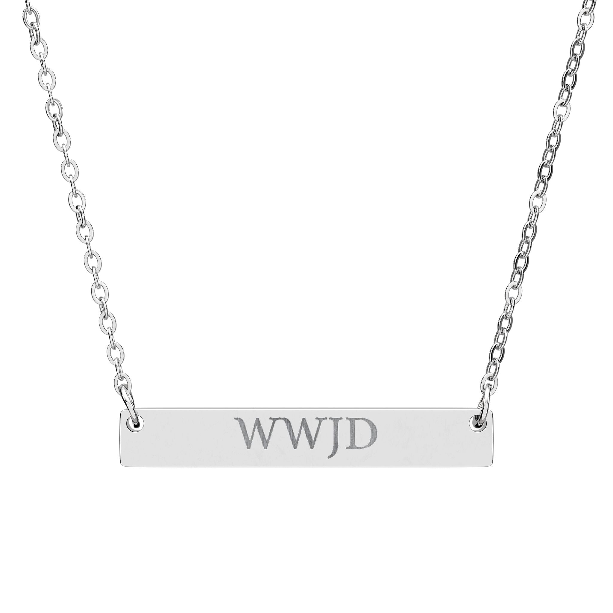 WWJD Engraved Bar Necklace
