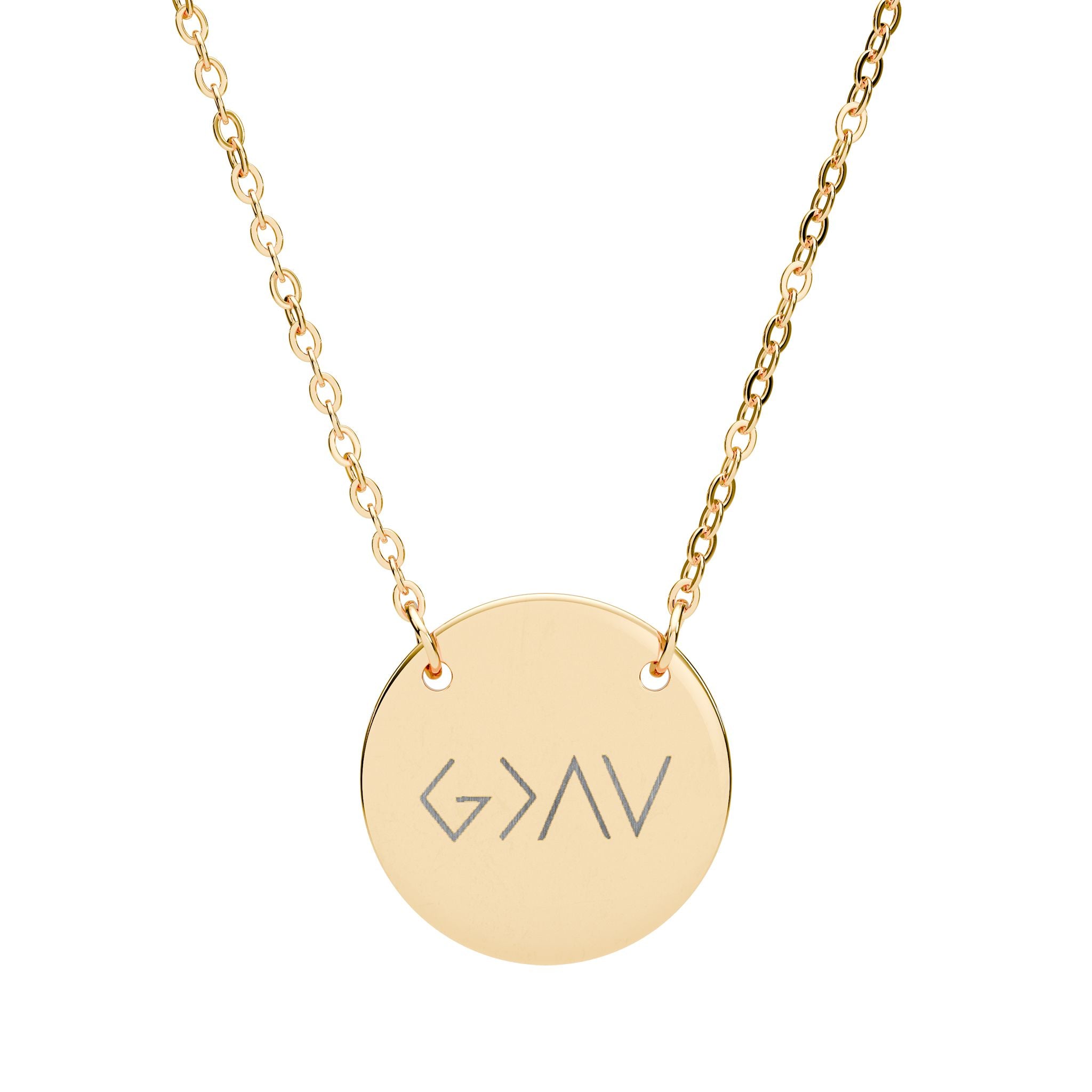 God is greater than the highs and lows Engraved Disc Pendant