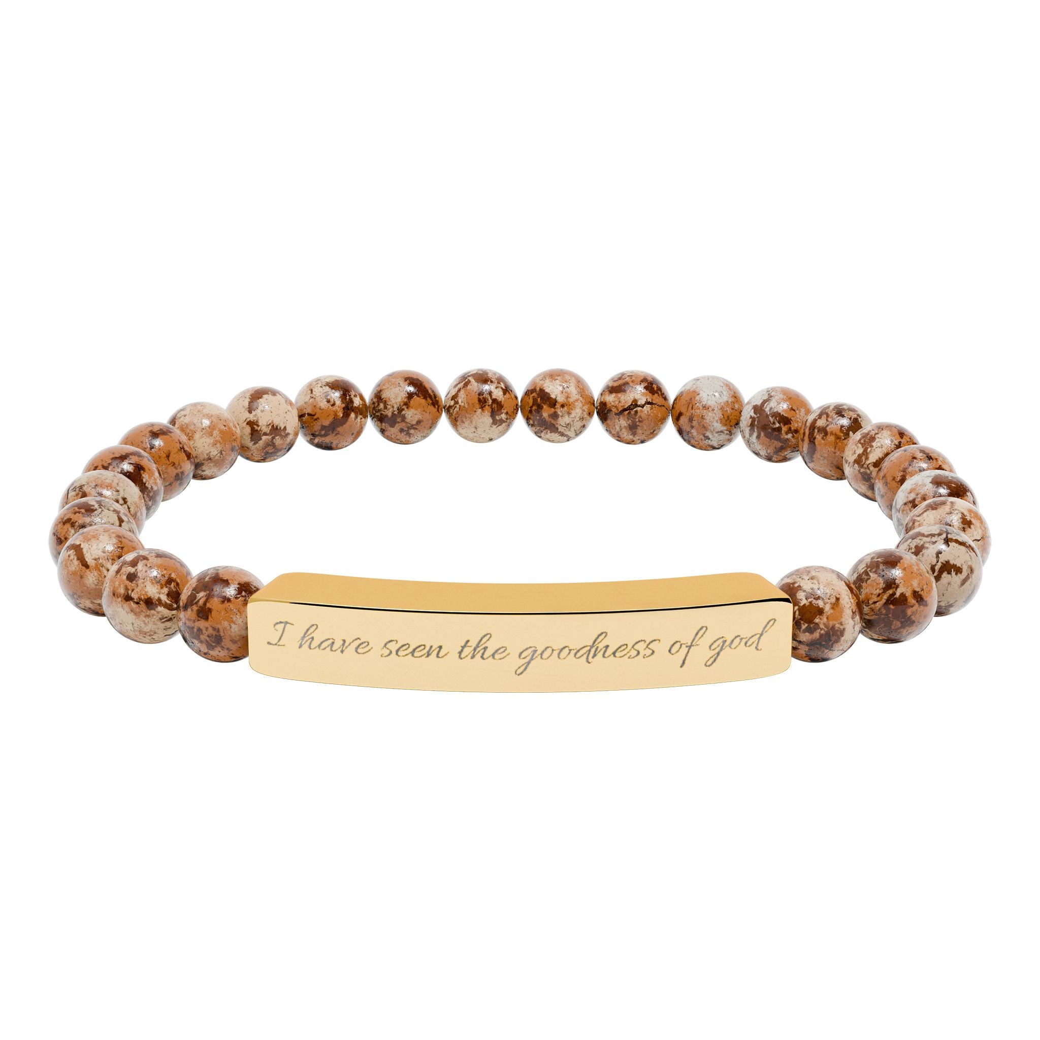 Engraved Natural Stone Stretch Bracelet