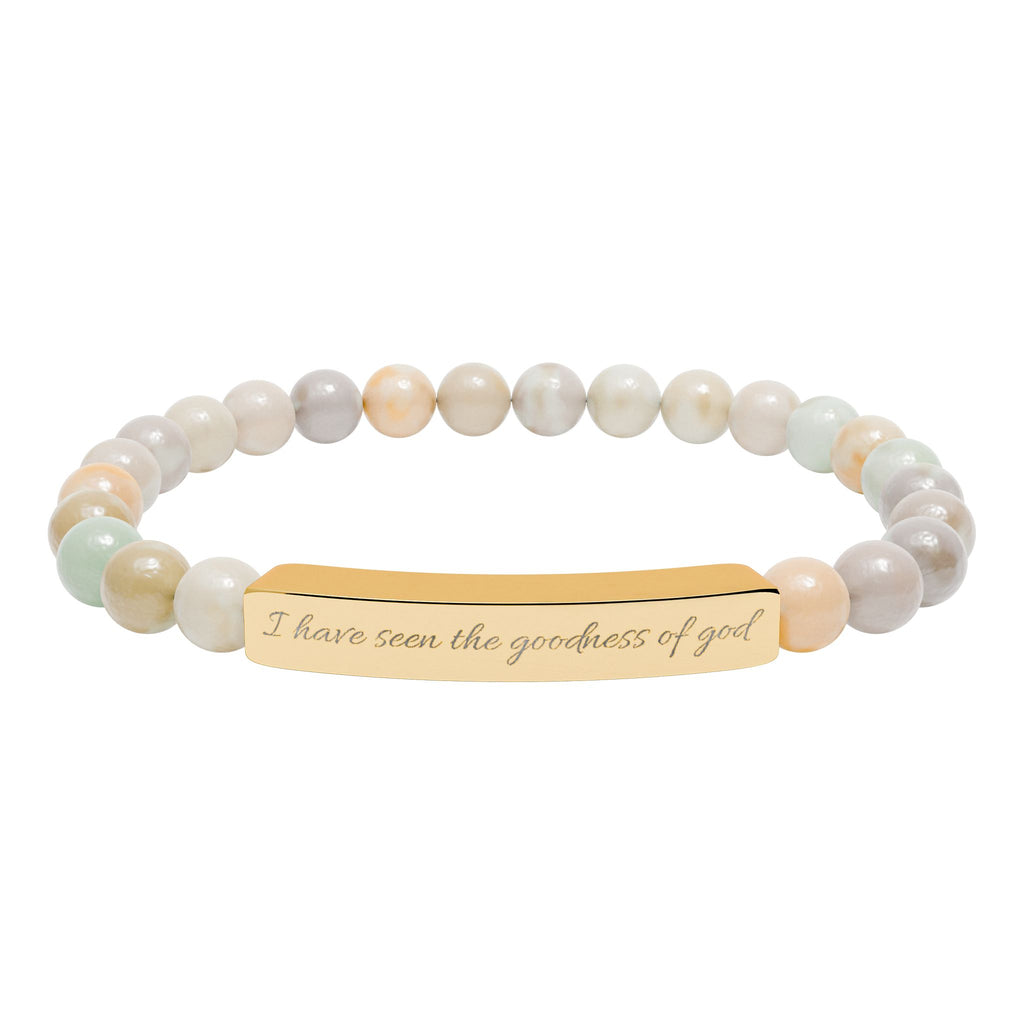 Engraved Natural Stone Stretch Bracelet