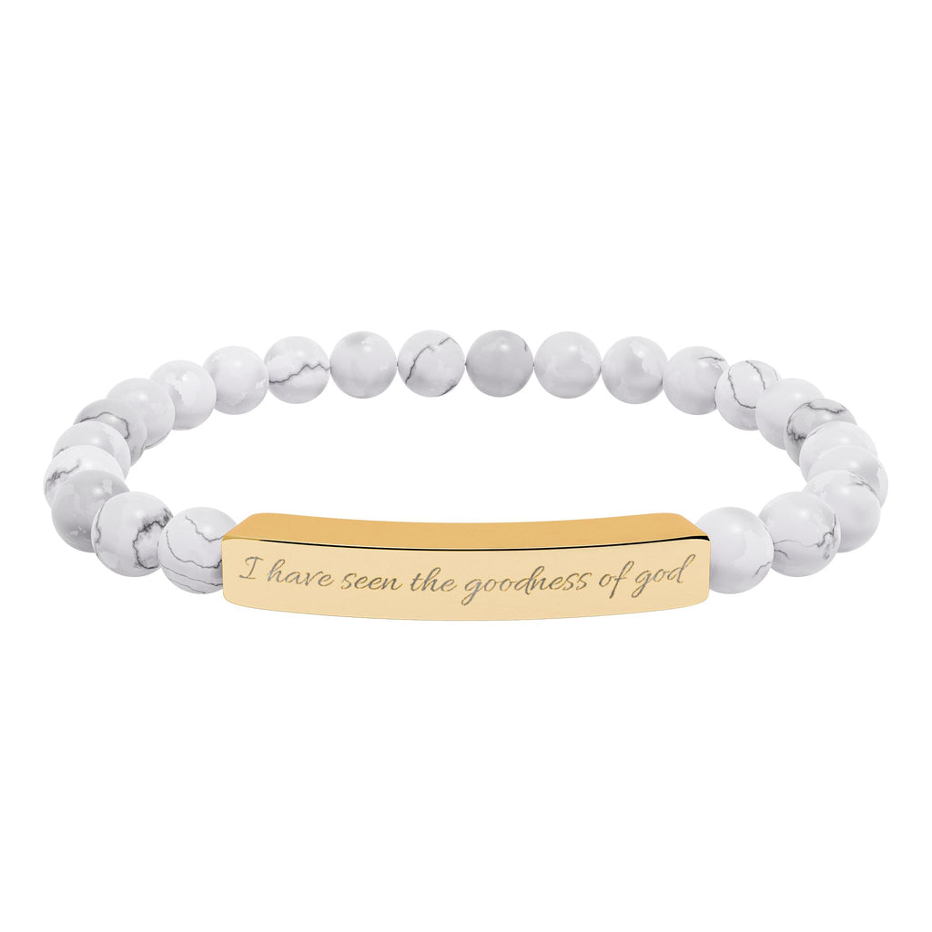 Engraved Natural Stone Stretch Bracelet