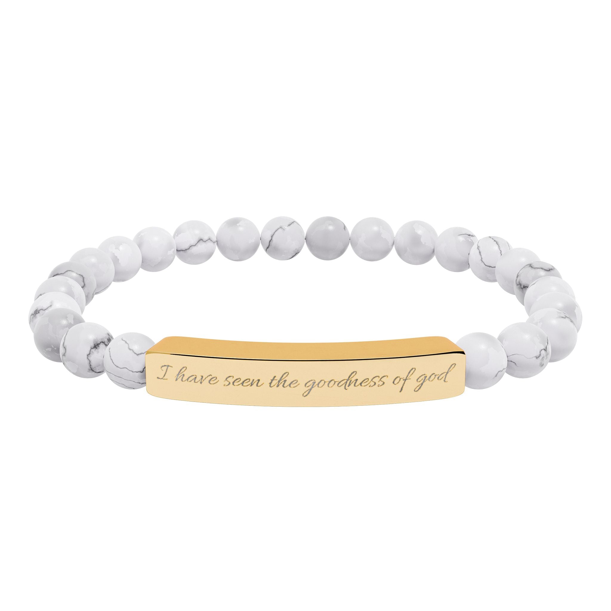 Engraved Natural Stone Stretch Bracelet