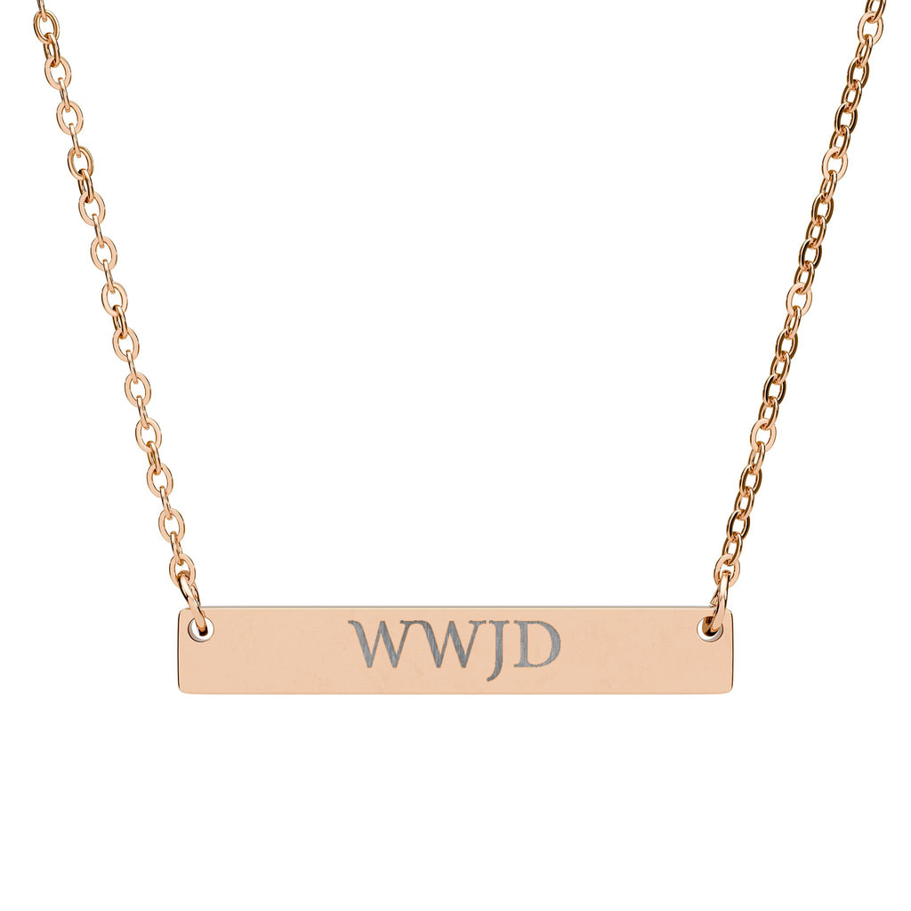 WWJD Engraved Bar Necklace
