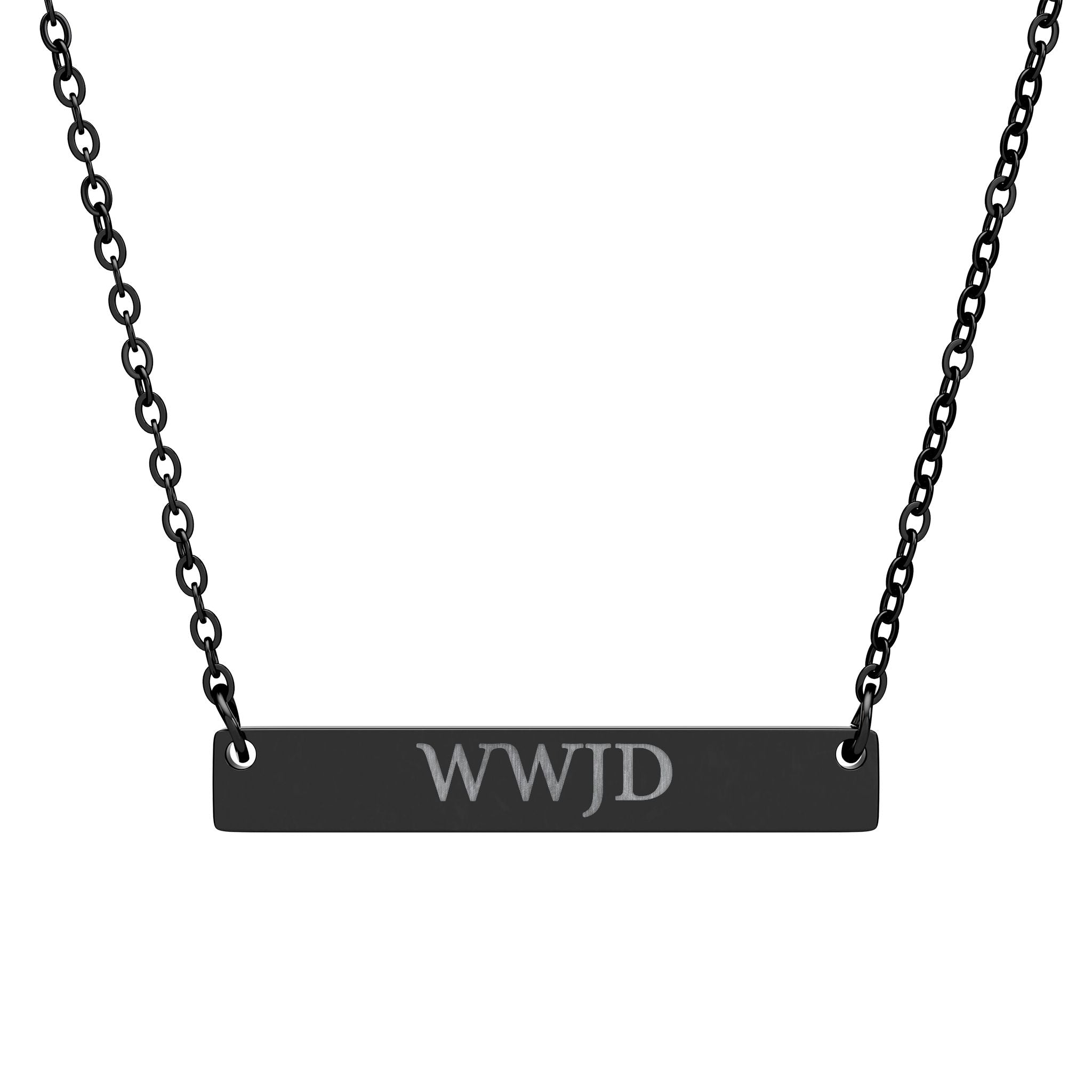 WWJD Engraved Bar Necklace