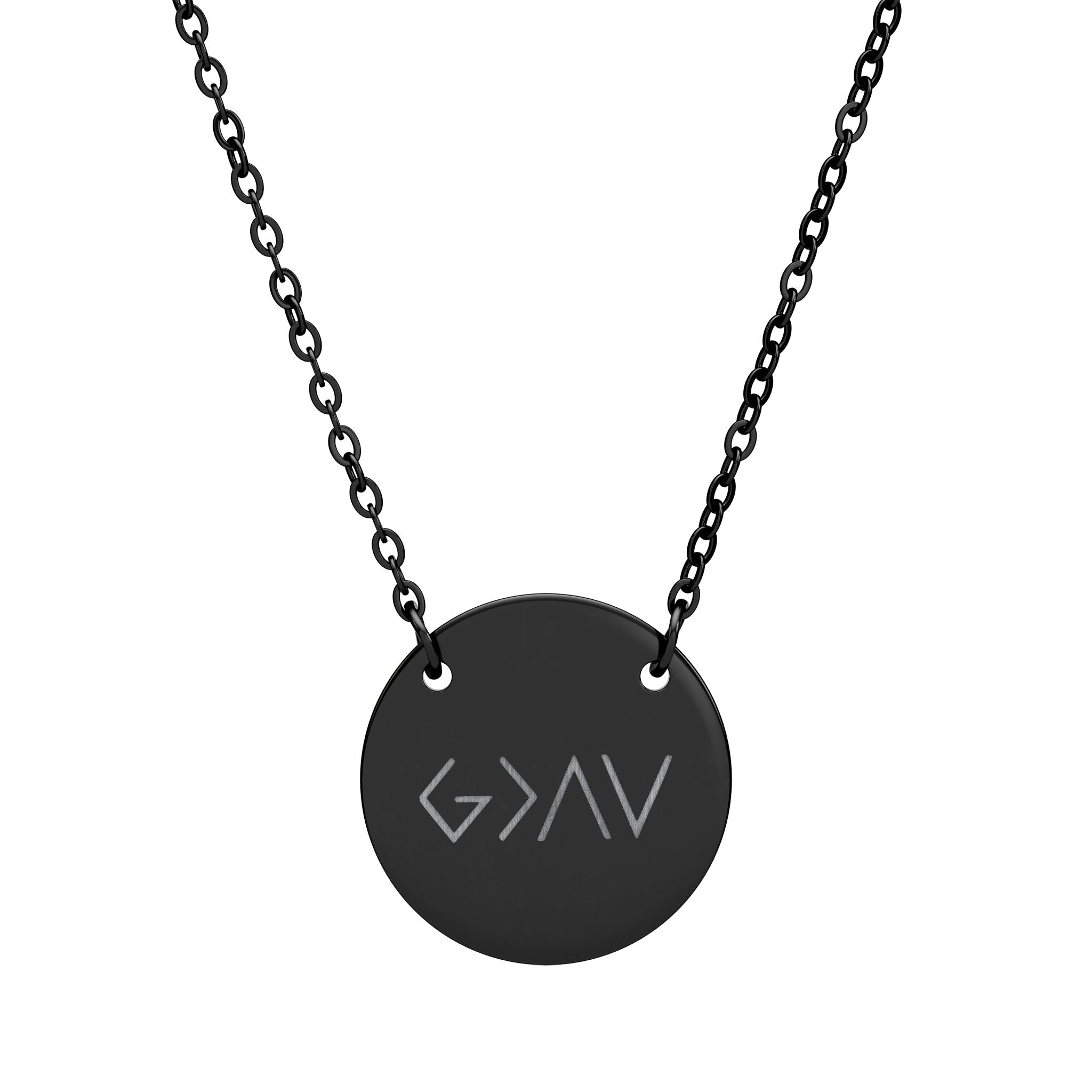 God is greater than the highs and lows Engraved Disc Pendant