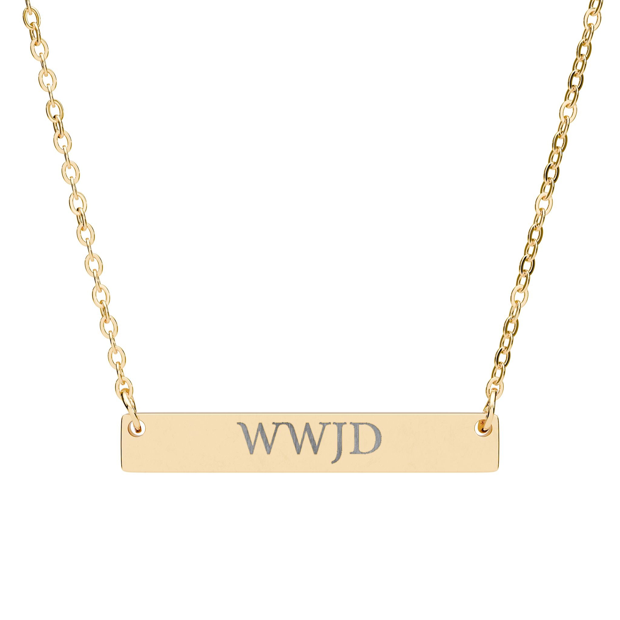 WWJD Engraved Bar Necklace
