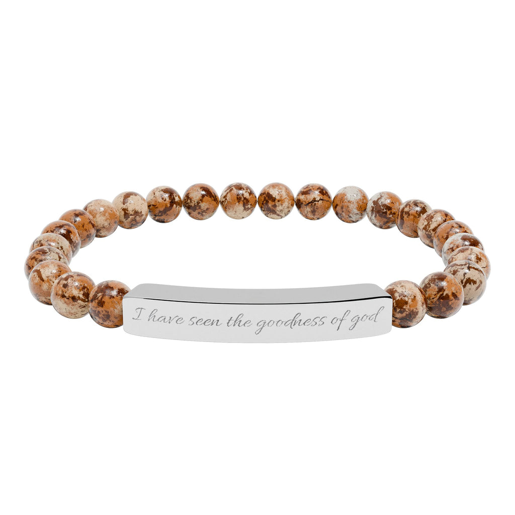 Engraved Natural Stone Stretch Bracelet