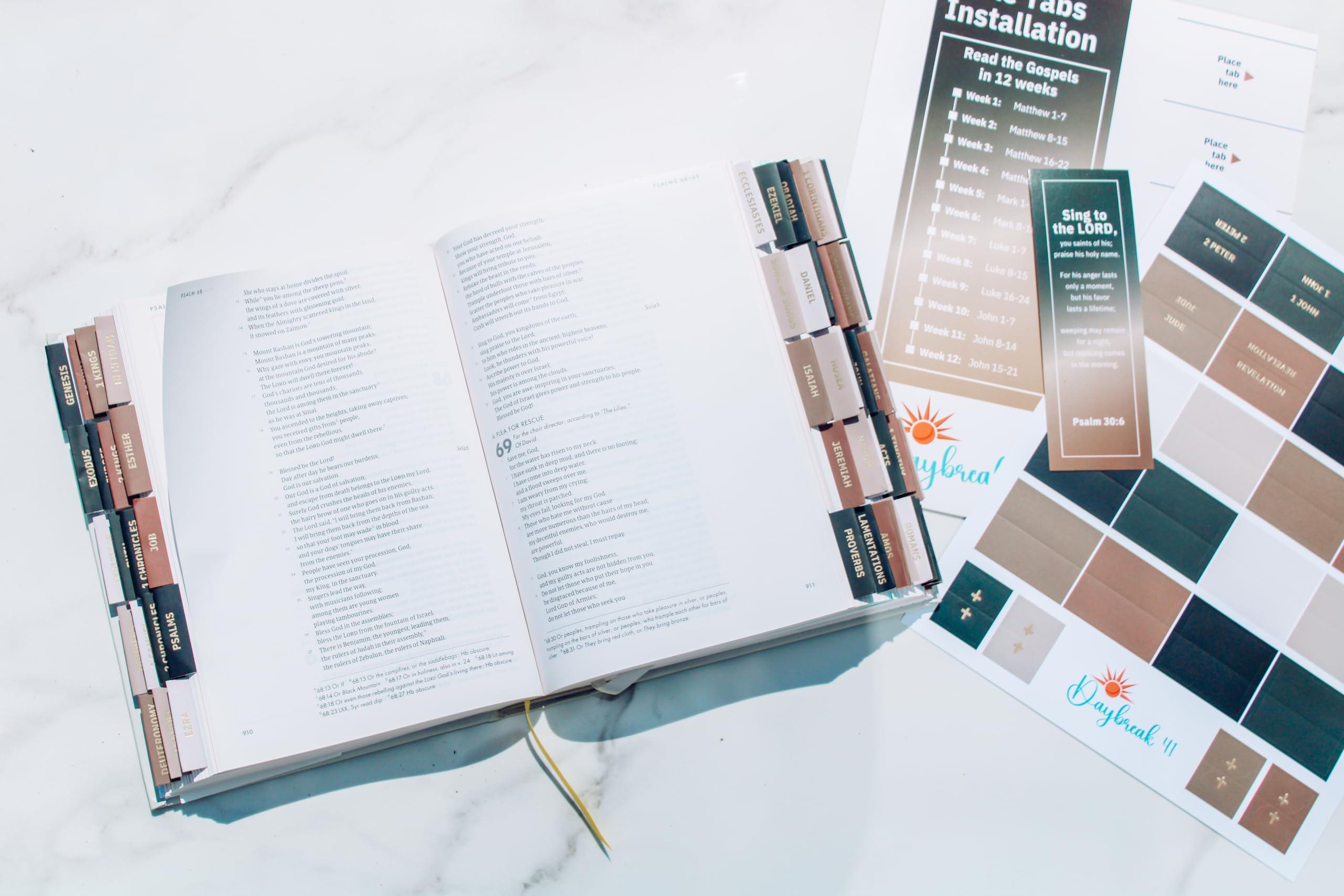 Laminated Bible Tabs, Earth Tone, Gold foil