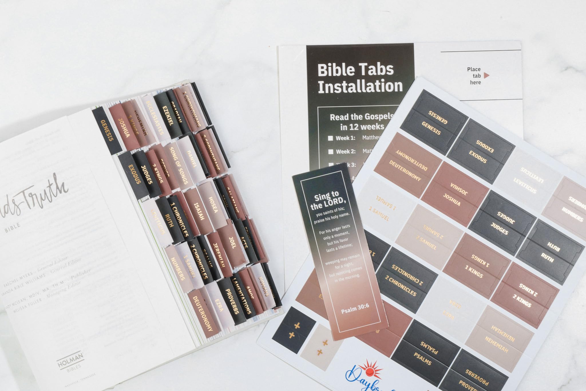 Laminated Bible Tabs, Earth Tone, Gold foil