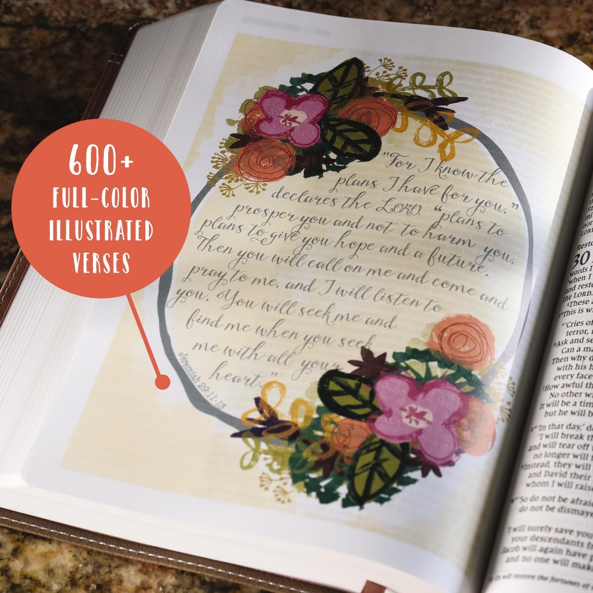 NIV, Beautiful Word Bible, Updated Edition, Journal Edition for Women, 600+ Full-Color Illustrated Verses, Peel/Stick Bible Tabs, Floral Cloth over Board, Red Letter, Comfort Print