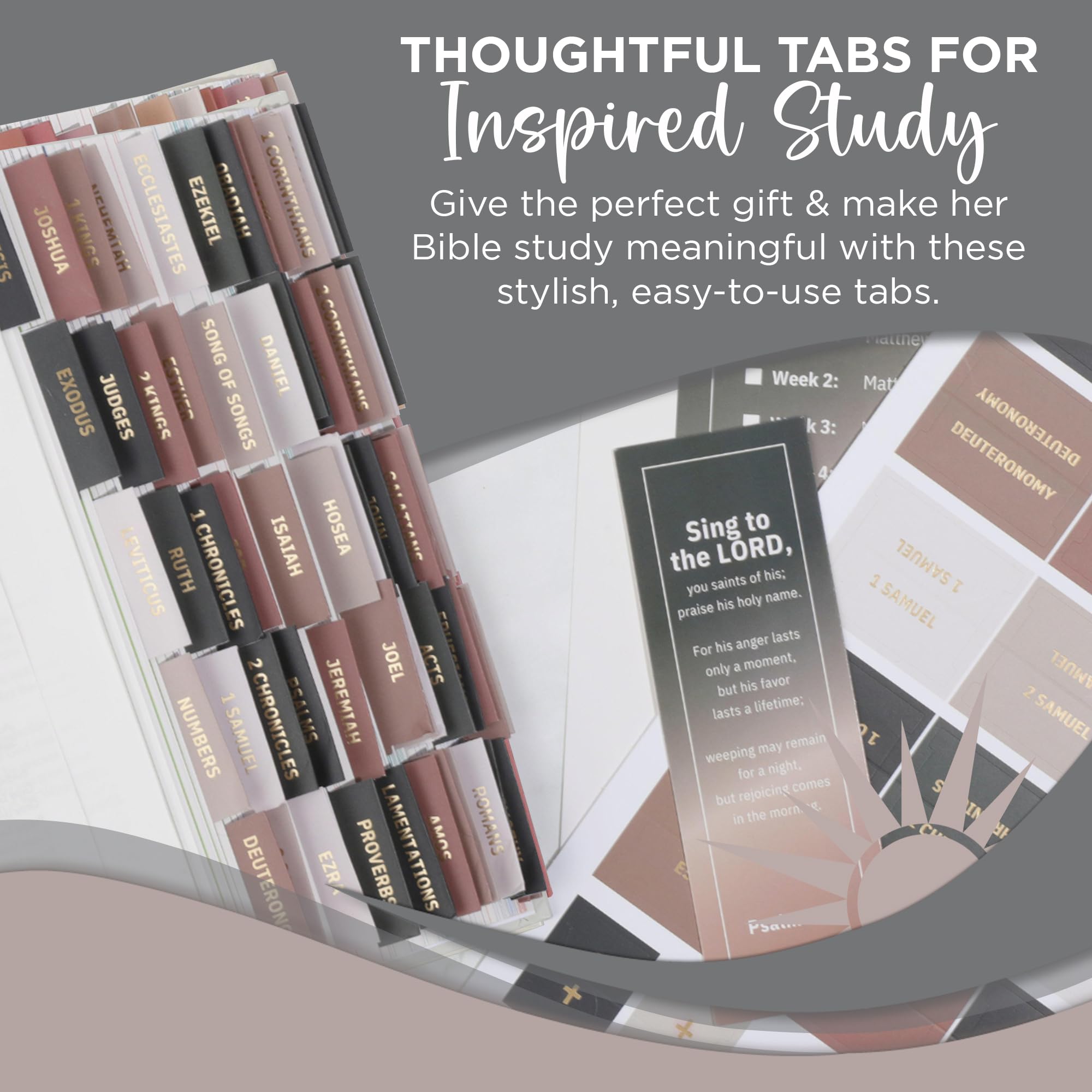 Laminated Bible Tabs, Earth Tone, Gold foil