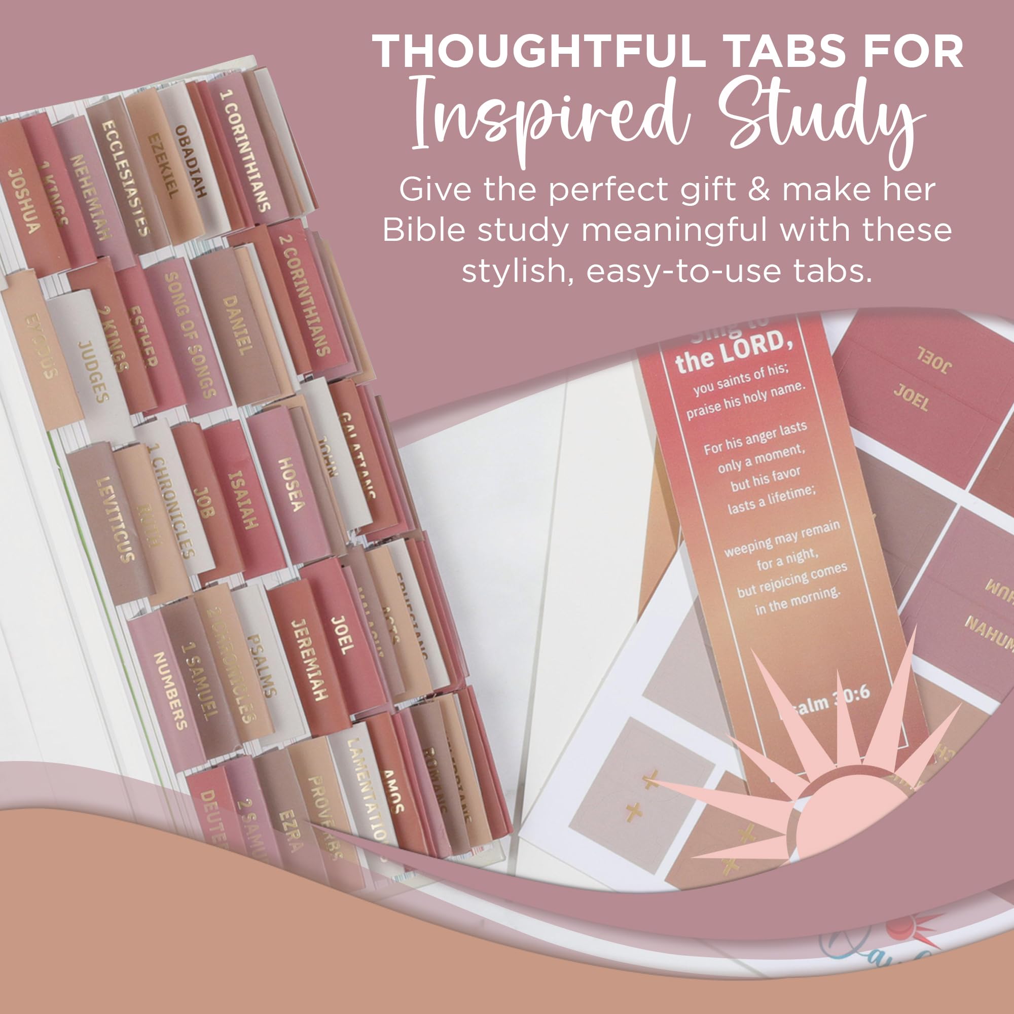 Laminated Bible Tabs, Earth Tone, Gold foil