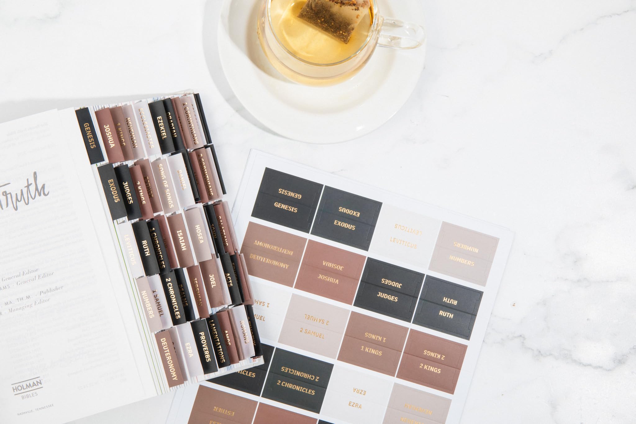 Laminated Bible Tabs, Earth Tone, Gold foil