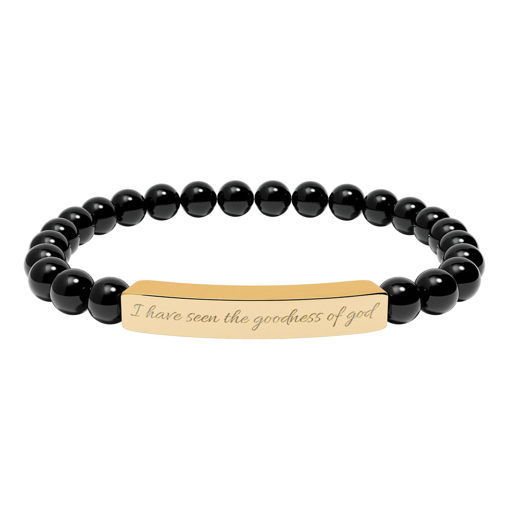 Engraved Natural Stone Stretch Bracelet