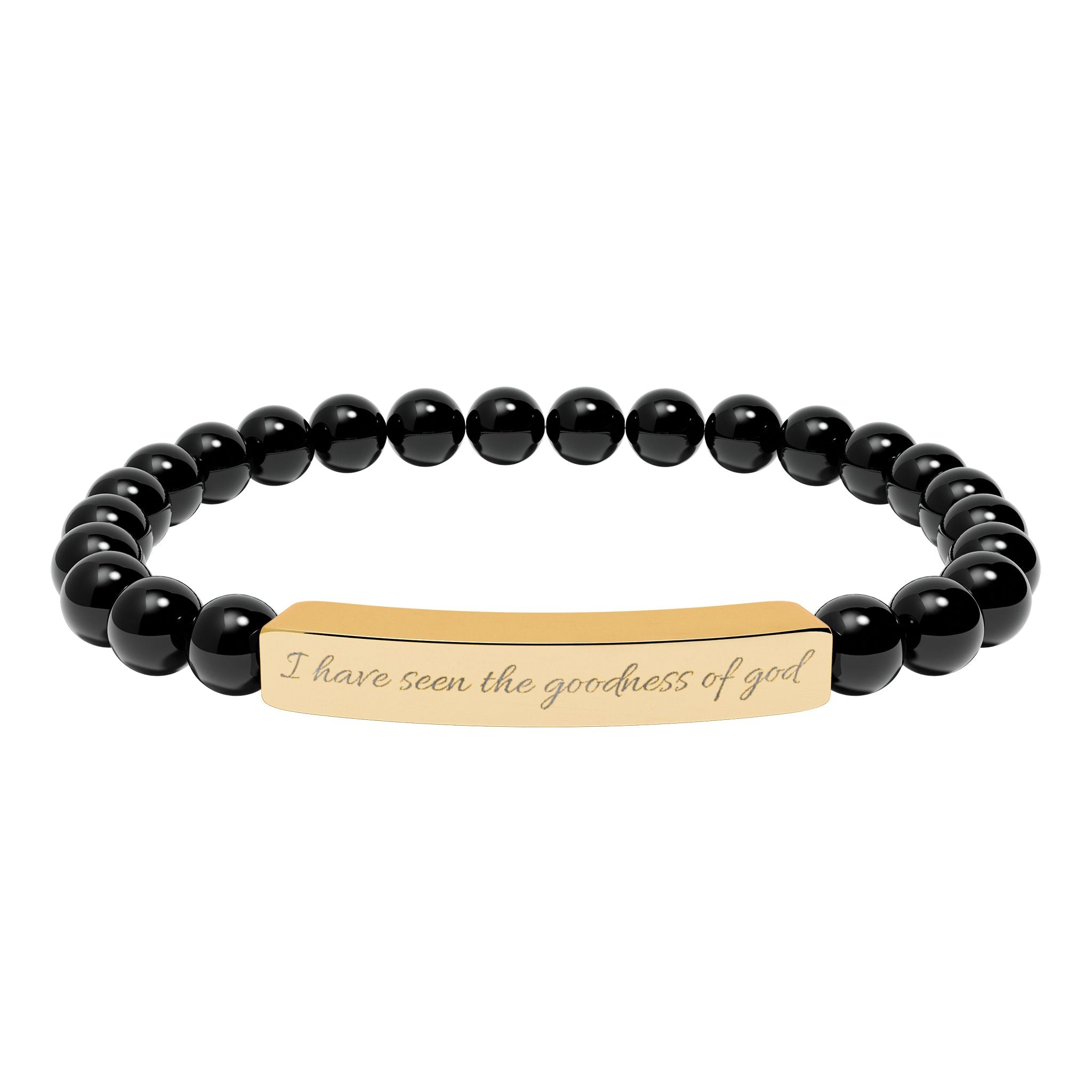 Engraved Natural Stone Stretch Bracelet