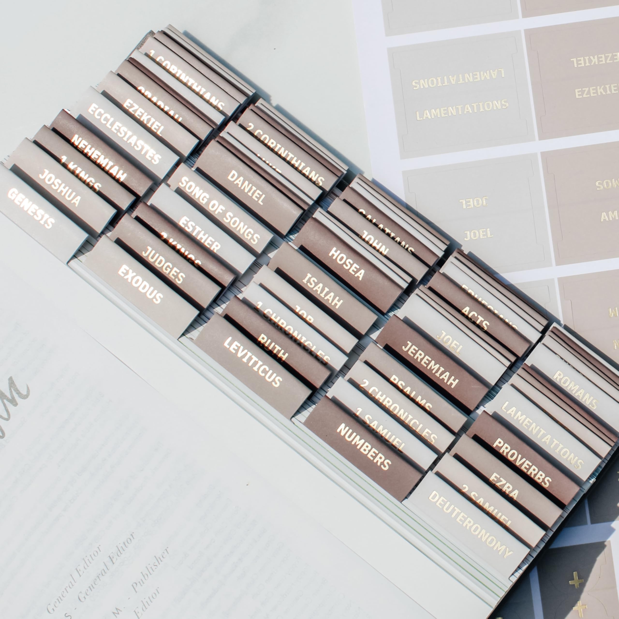 Laminated Bible Tabs, Earth Tone, Gold foil