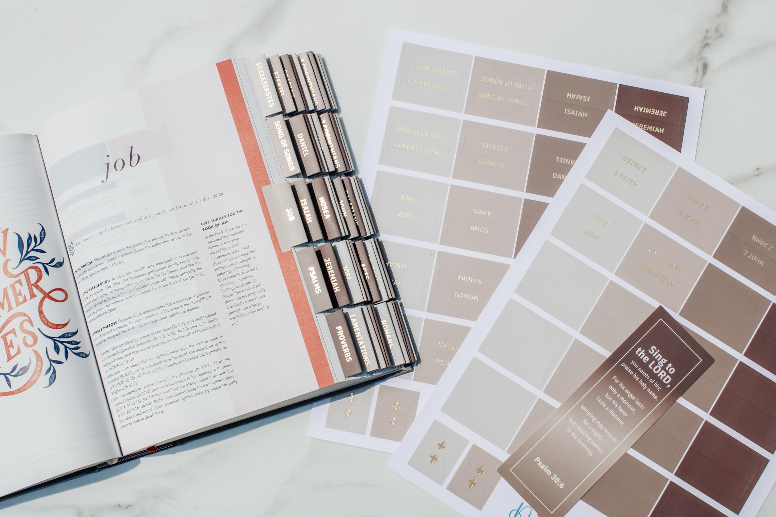 Laminated Bible Tabs, Earth Tone, Gold foil