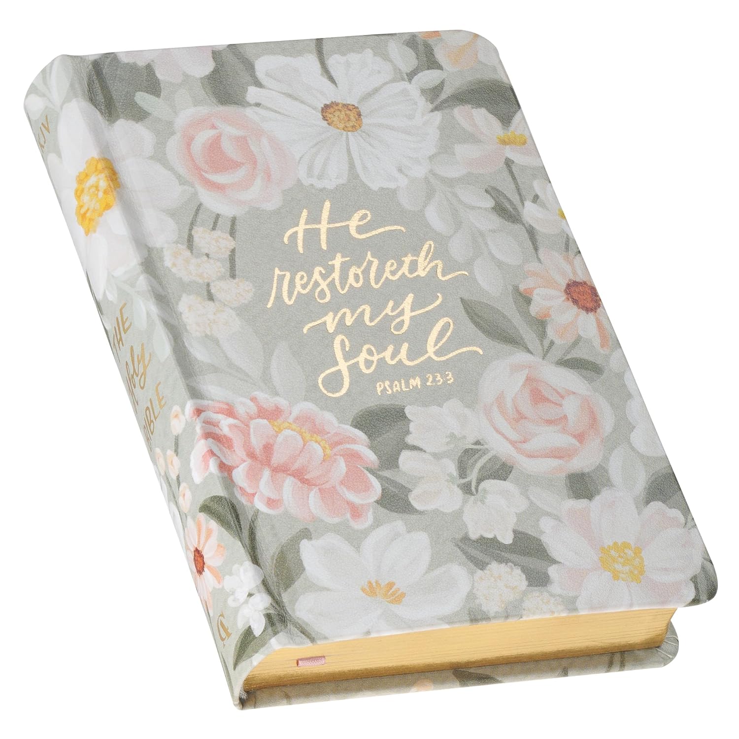 KJV Holy Bible, Gray Floral