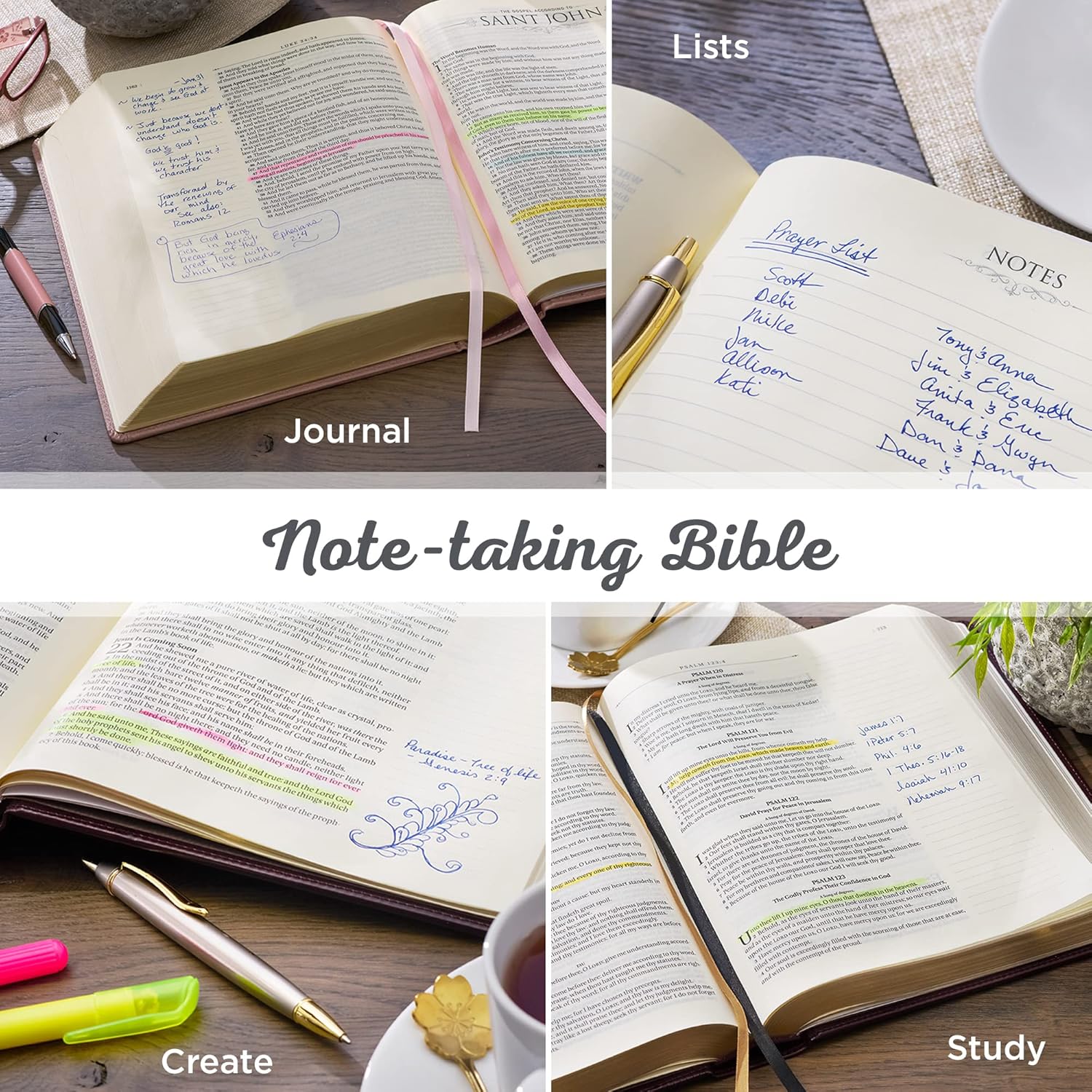 KJV Holy Bible, Note-taking Bible, Faux Leather Hardcover - King James Version, Brown/Pink (KJV Note-taking Editions)