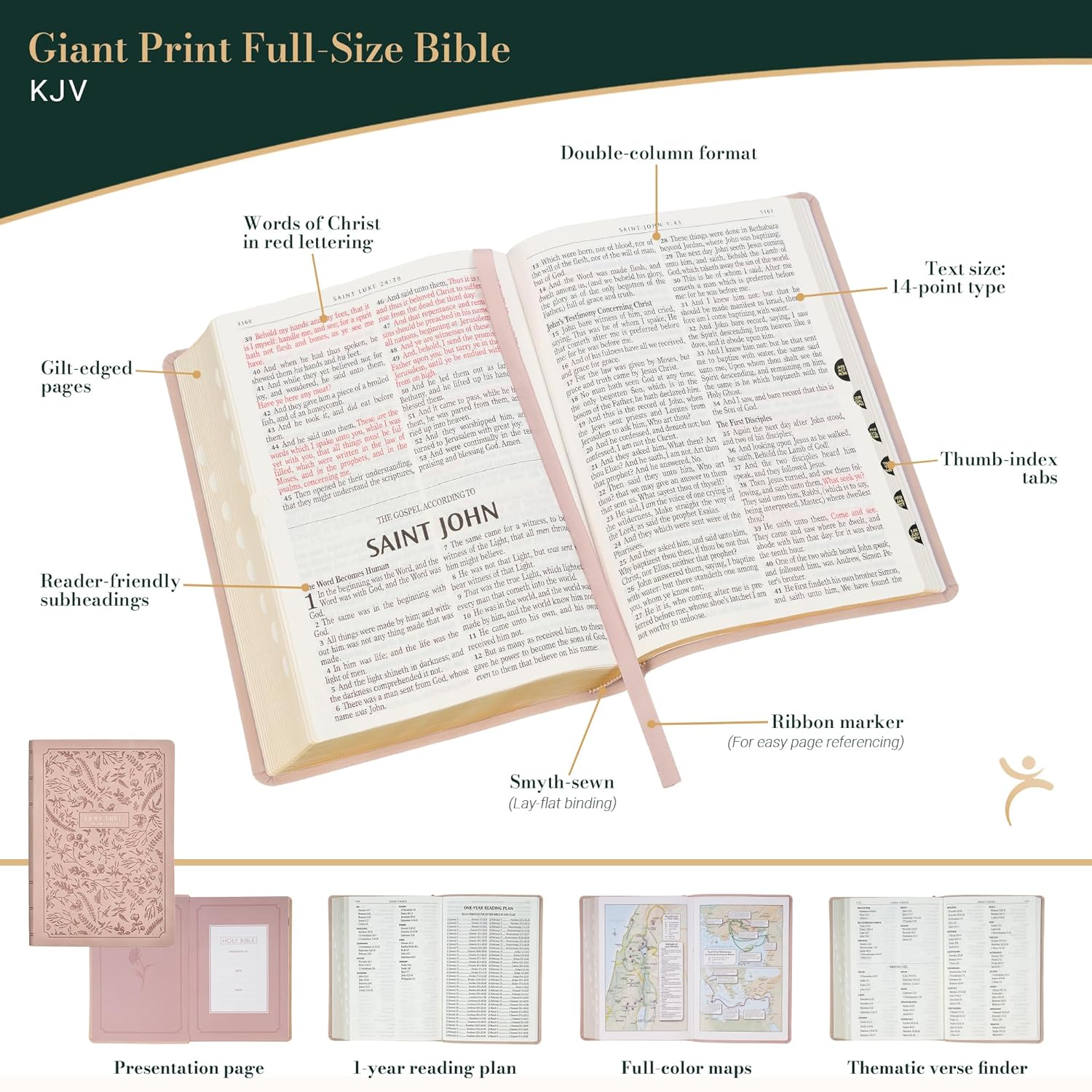 KJV Holy Bible, Blush Pink