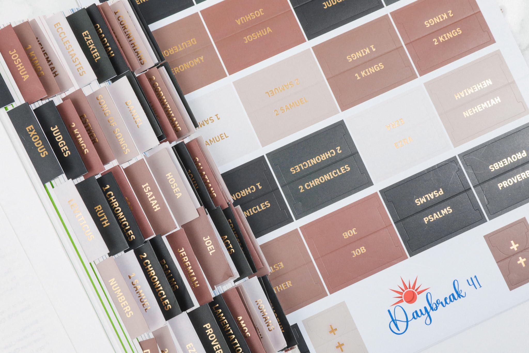 Laminated Bible Tabs, Earth Tone, Gold foil