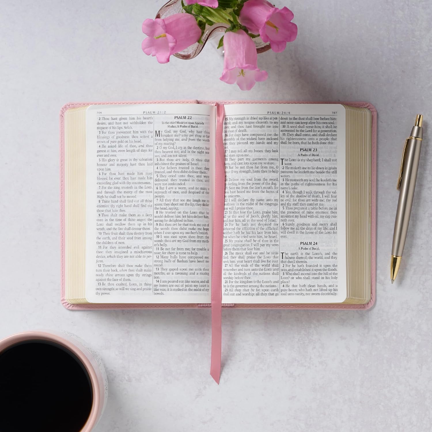 KJV Holy Bible, Compact Large Print Faux Leather Red Letter Edition Ribbon Marker, King James Version, Ballet Pink (KJV Compact LP Editions)