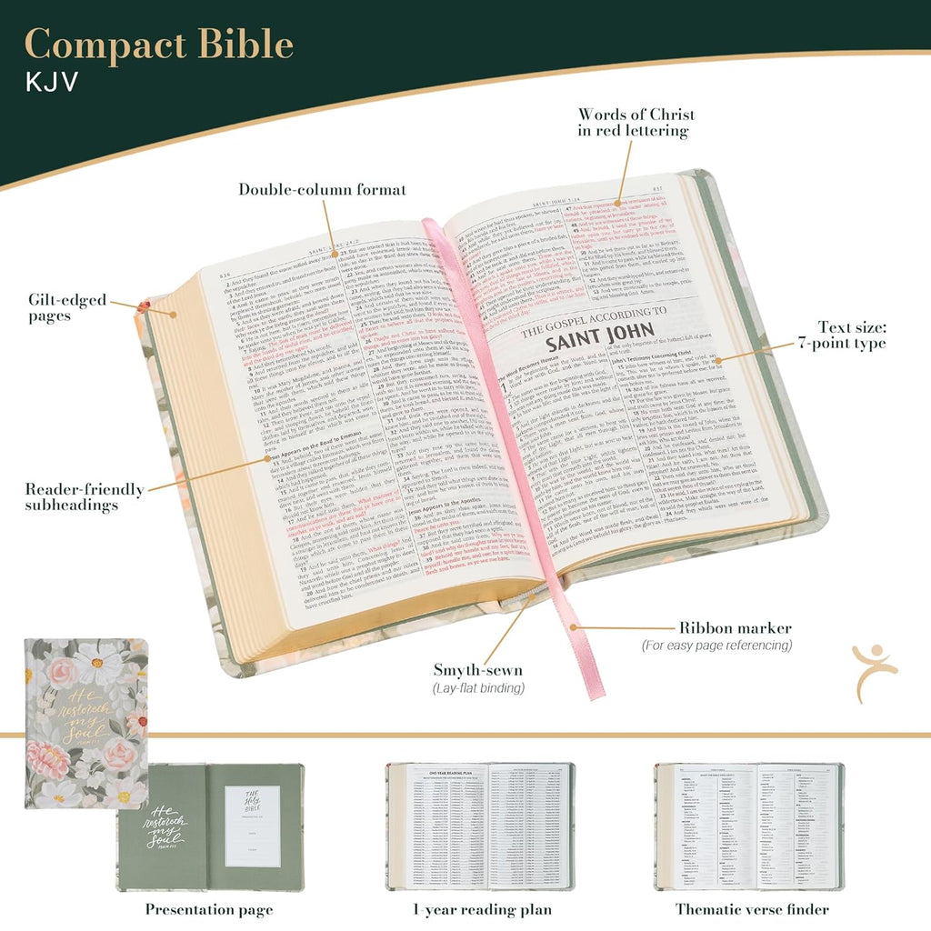KJV Holy Bible, Gray Floral