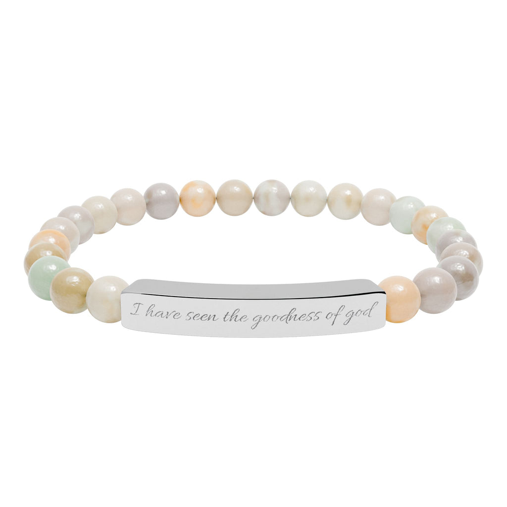 Engraved Natural Stone Stretch Bracelet