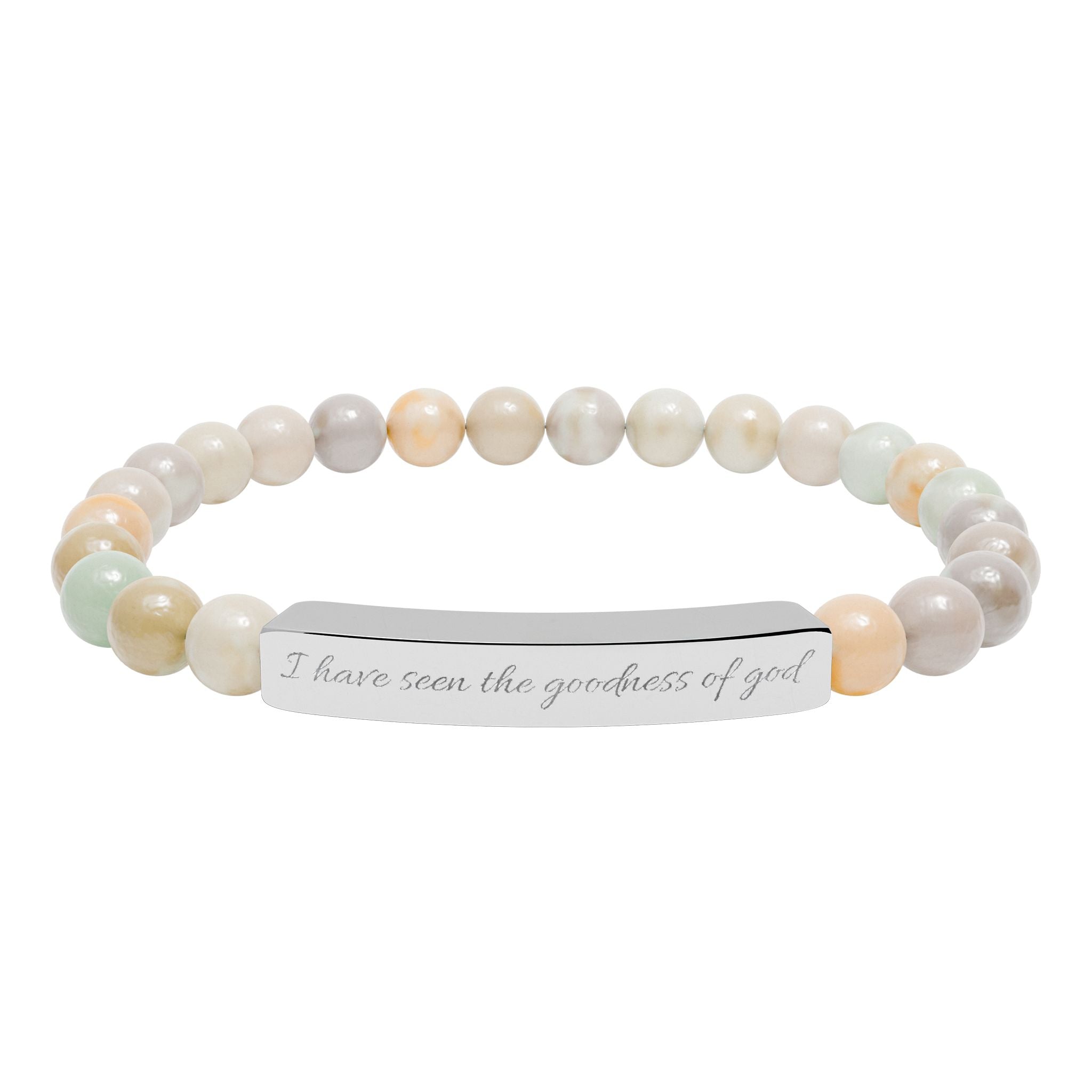 Engraved Natural Stone Stretch Bracelet