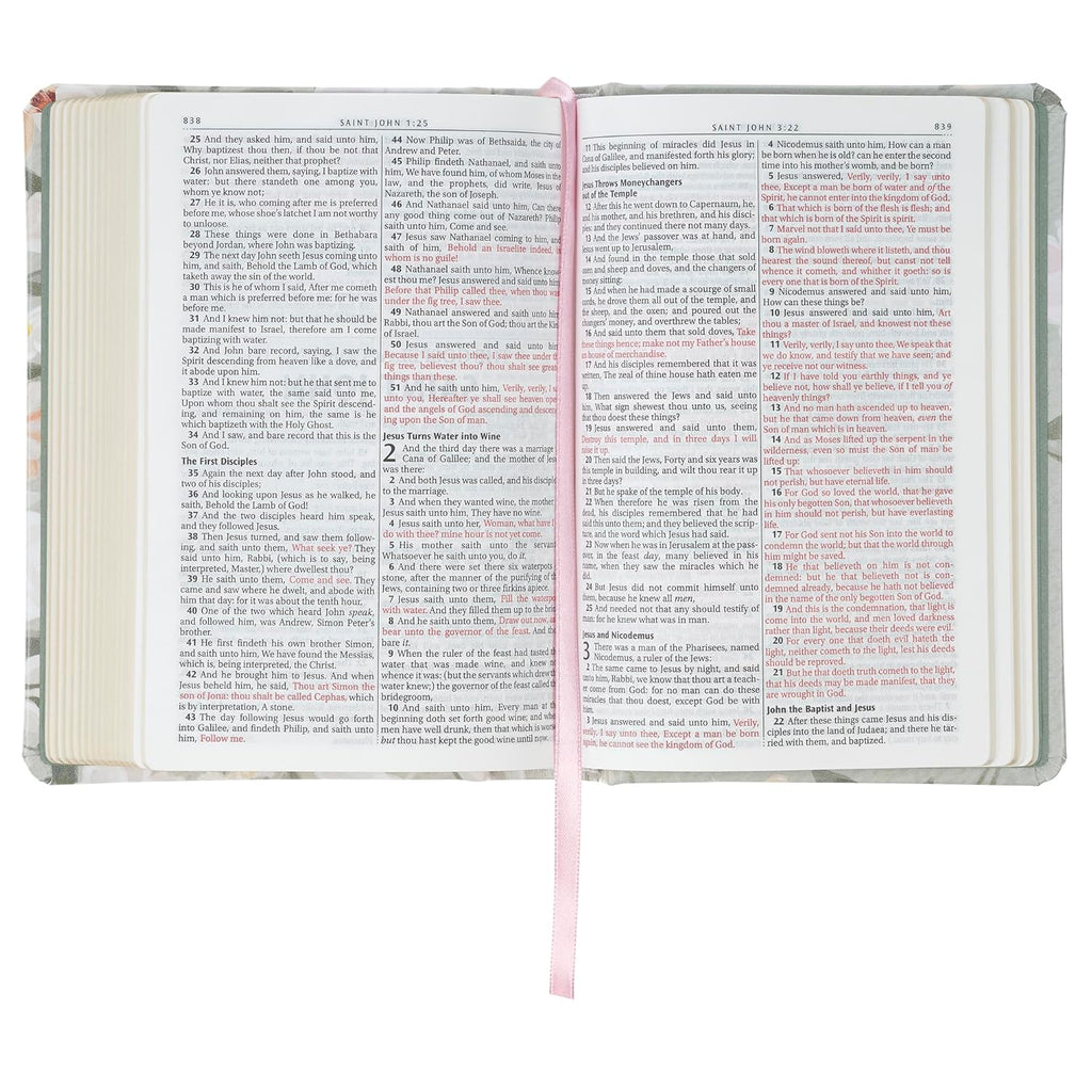 KJV Holy Bible, Gray Floral
