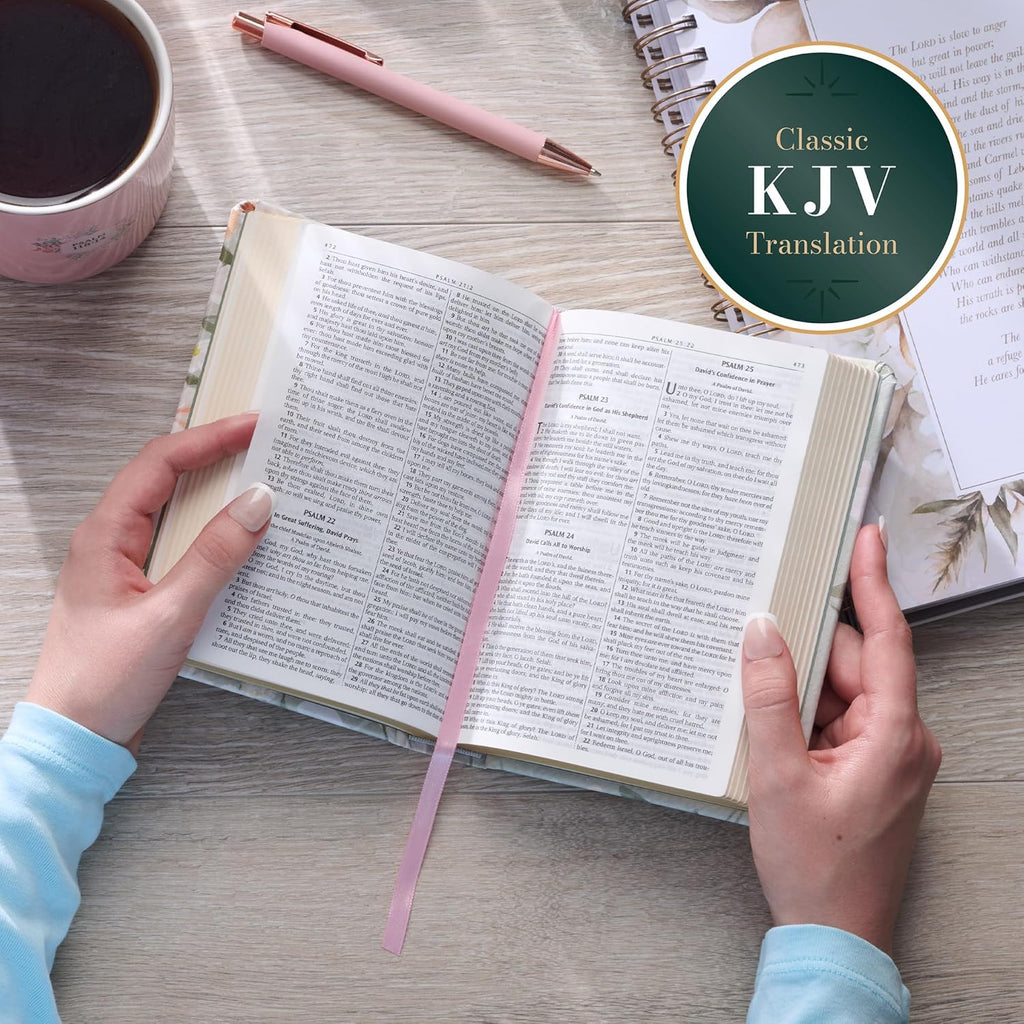 KJV Holy Bible, Gray Floral