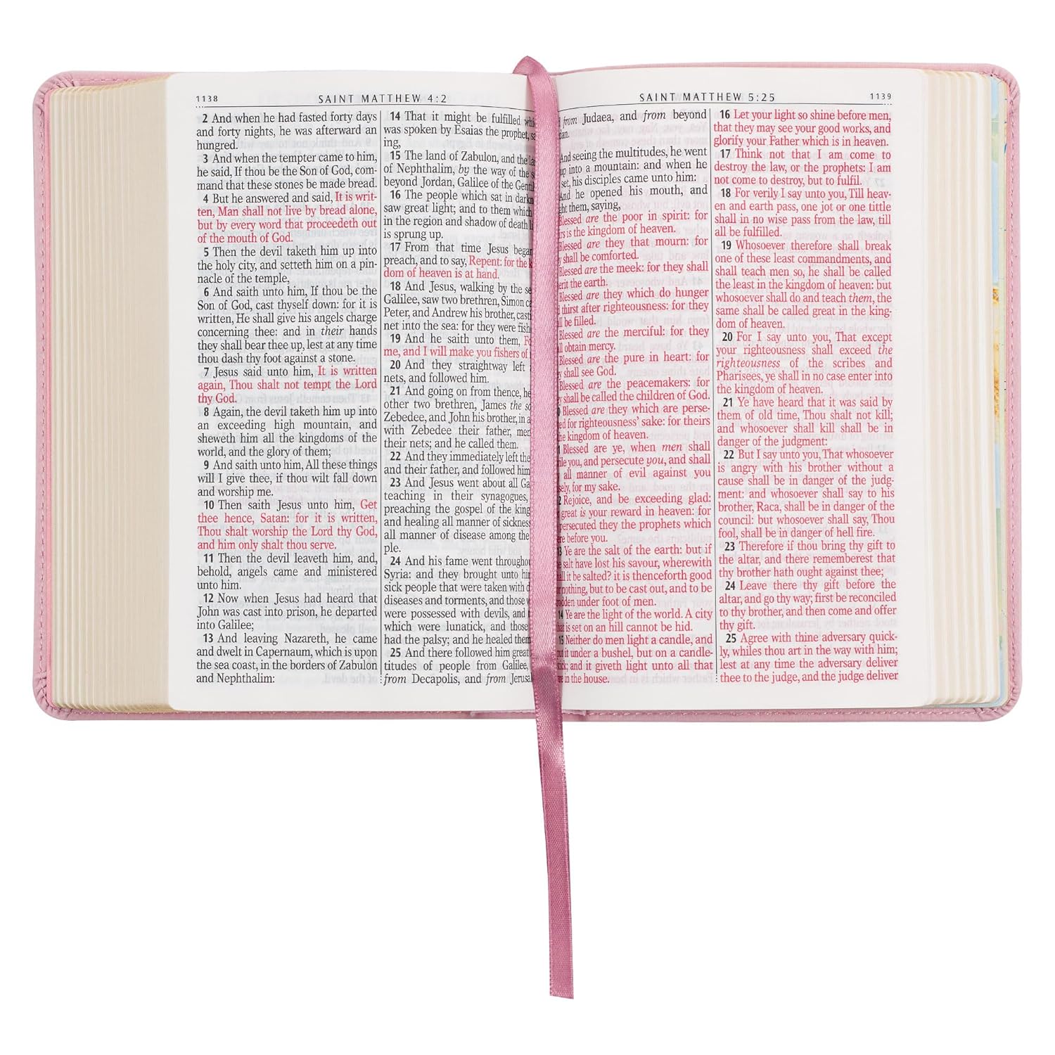 KJV Holy Bible, Compact Large Print Faux Leather Red Letter Edition Ribbon Marker, King James Version, Ballet Pink (KJV Compact LP Editions)