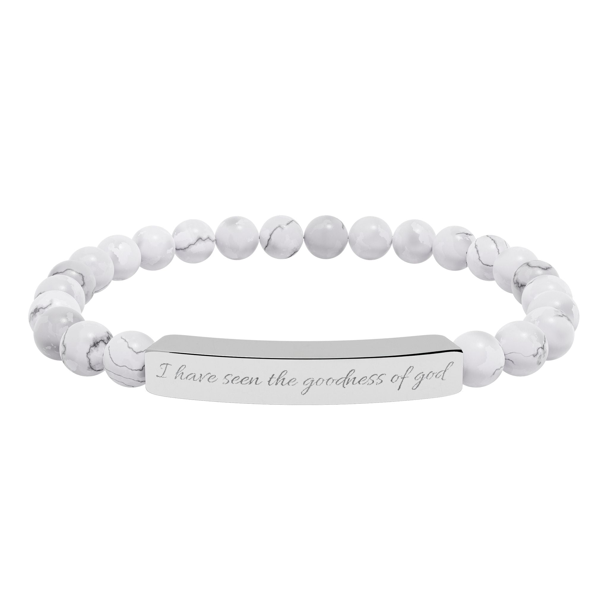 Engraved Natural Stone Stretch Bracelet